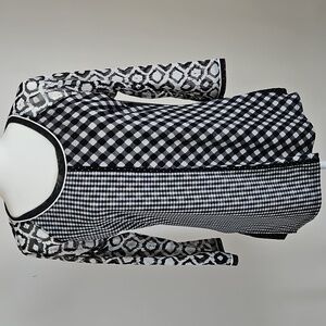 ANAC XL(M/L Fit) Mixed Print Sheer Long Sleeve Tunic Top Artsy Y2K Made In Korea